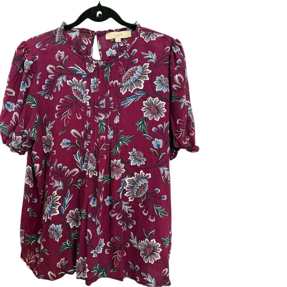 LOFT Floral Dress in Purple and Blue